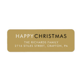 Etiqueta Feliz Natal Simples Moderno Dourado Endereço de Re