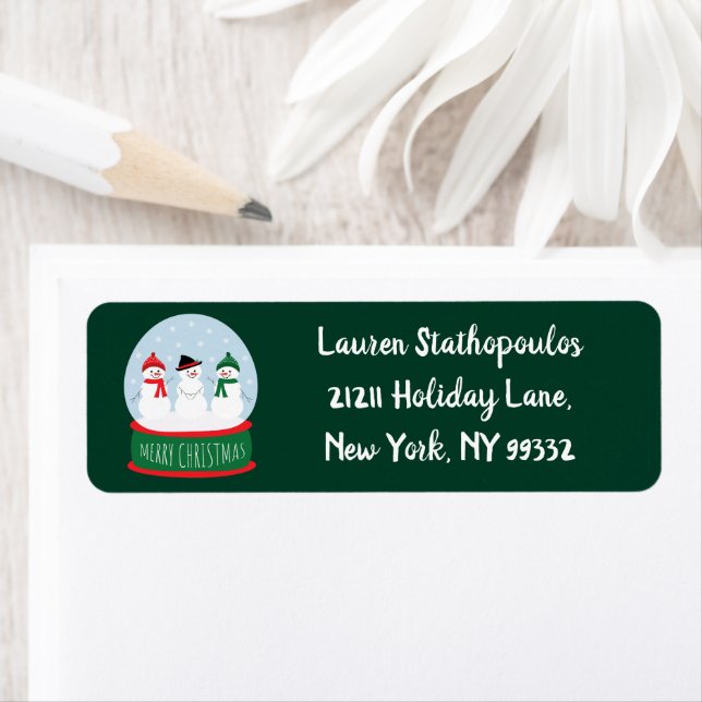 Etiqueta Feliz Natal Snowmen (Insitu)