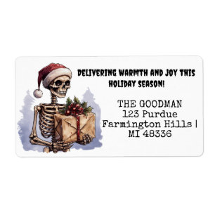 Etiqueta Feliz Natal Spookey Skeleton Gótico