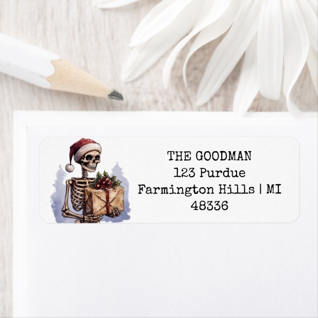 Etiqueta Feliz Natal Spookey Skeleton Gótico (Insitu)
