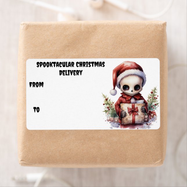 Etiqueta Feliz Natal Spooky Gothic (Insitu)