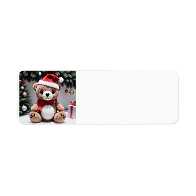 Etiqueta Feliz Natal Teddy Bear (Frente)