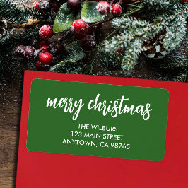 Etiqueta Feliz Natal Typografia Green Return Address