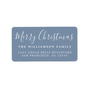 Etiqueta Feliz Natal Vintage Blue Return Address