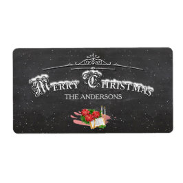 Etiqueta Feliz Natal Vintage Chalkboard