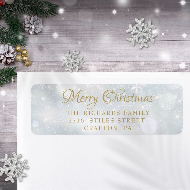 Etiqueta Feliz Natal Winter Frost Endereço de Devolução (Merry Christmas Winter Frost Return Address Label)