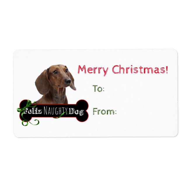Etiqueta Feliz Naughty Dachshund Gift Stickers (Frente)