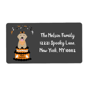 Etiqueta Feliz Ouro de Halloween Retriever Spooky Ghost Boo