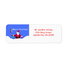 Etiqueta Feliz Papai noel de Natal com pá