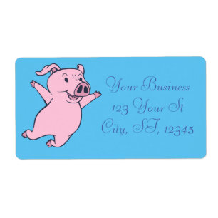 Etiqueta Feliz Porco Rosa Saltando Trovão_Cove