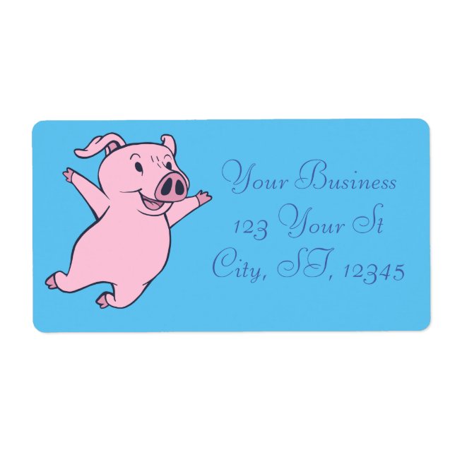 Etiqueta Feliz Porco Rosa Saltando Trovão_Cove (Frente)