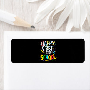 Etiqueta Feliz Primeiro Dia de Volta às Aulas