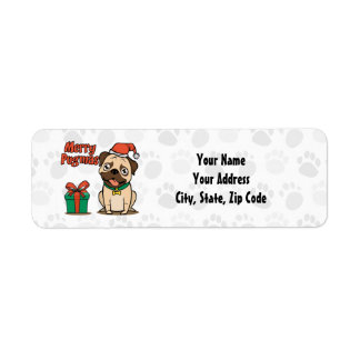 Etiqueta Feliz Pugmas Pug Natal