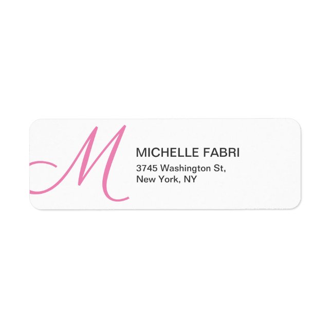 Etiqueta Feminine Pthink White Monograma Moderno (Frente)