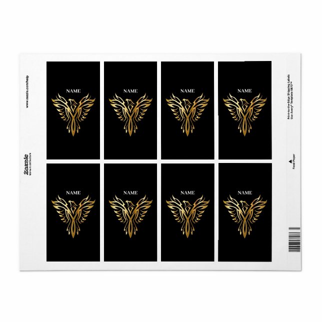 Etiqueta Fênix ouro, elegância (Folha completa)