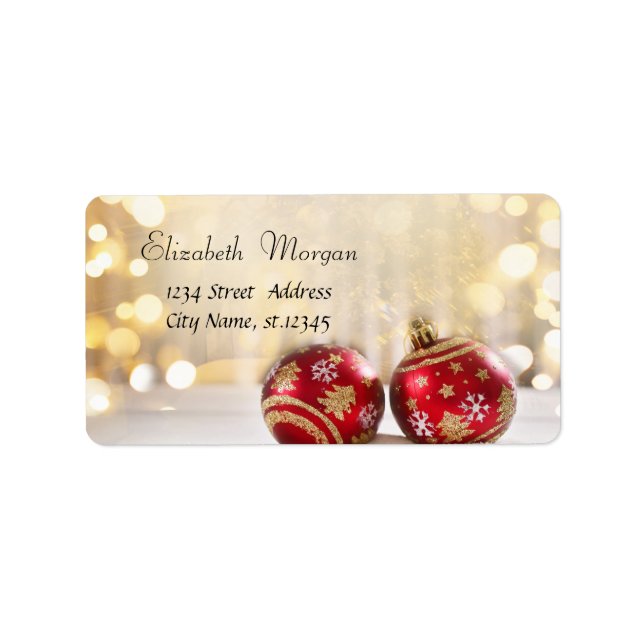 Etiqueta Feriado das Bolas de Natal Vermelho (Frente)