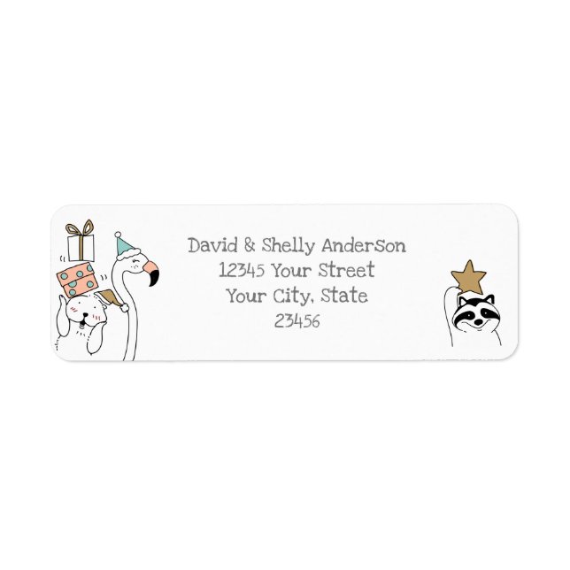 Etiqueta Feriado de Bicicletas de Cartoon (Frente)