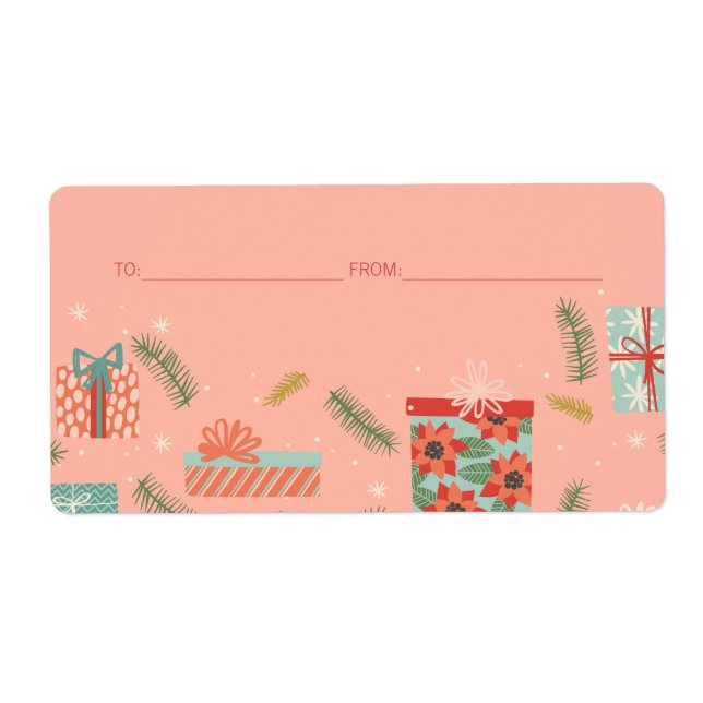 Etiqueta Feriado de Caixa de Presente de Natal Retroativo C (Frente)