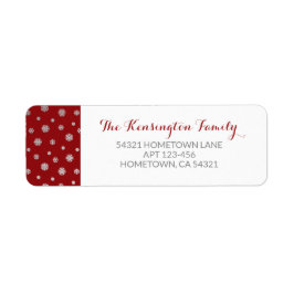 Etiqueta Feriado de Flocos de Neve Vermelha Elegante de Sil