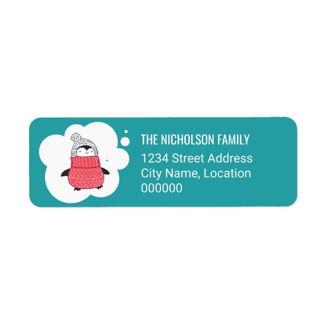 Etiqueta Feriado de inverno em Pinguim (Frente)