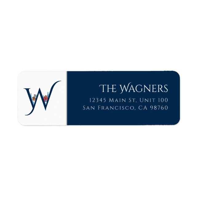 Etiqueta Feriado de inverno | Rótulo de endereço da letra W (Frente)