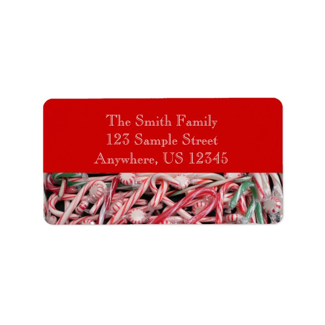 Etiqueta Feriado de Natal Candy Canes and Peppermints (Frente)