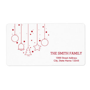 Etiqueta Feriado de Natal da Bola de Natal da Vintage White