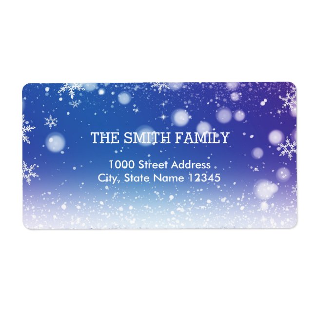 Etiqueta Feriado de Natal da Vintage White Snow Glitter (Frente)