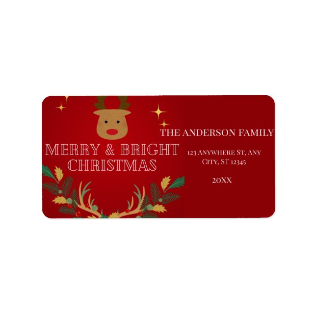 Etiqueta Feriado de Natal Elegante (Frente)
