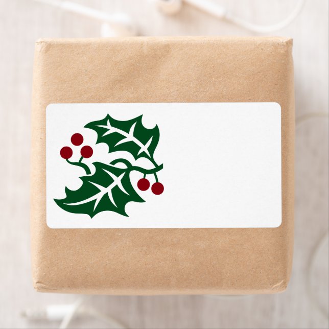 Etiqueta Feriado de Natal Green Holly e Red Berries (Insitu)