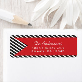 Etiqueta Feriado de Natal Simples, Vermelho e Negro
