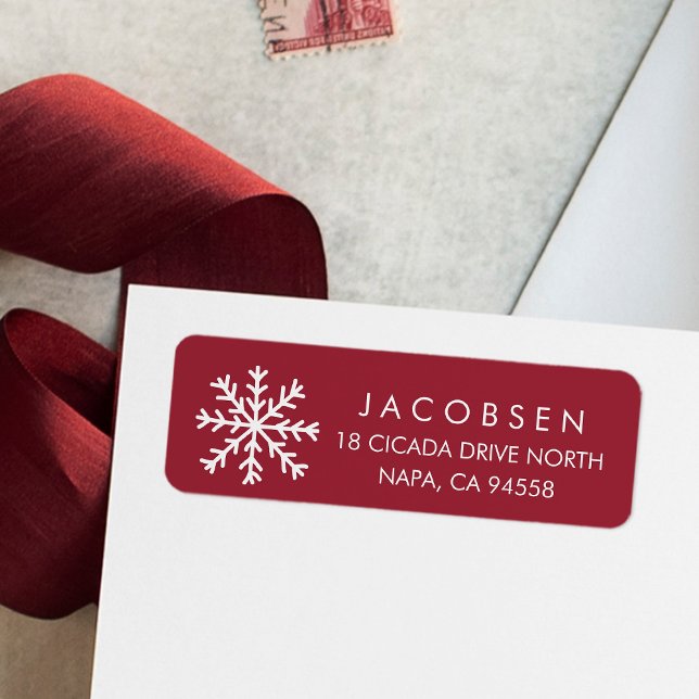 Etiqueta Feriado de Neve Vermelho e Branco (Criador carregado)