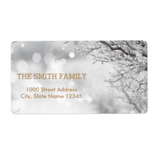 Etiqueta Feriado em Árvore de Natal da Vintage White Snow