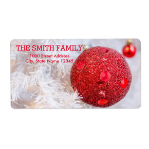 Etiqueta Feriado em Árvore de Natal da Vintage White Snow 