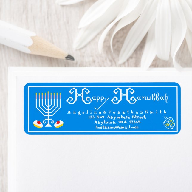 Etiqueta Feriado Feliz Hanukkah Personalizado (Insitu)