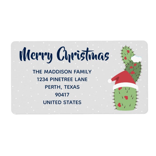 Etiqueta Feriado Feliz Natal Cactos de Cactus (Frente)