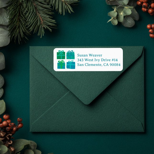 Etiqueta Feriado Oferece Endereço de Devolução Bonito Retir (Holiday Gifts Cute Hand-drawn Christmas CUSTOM Return Address Label
)