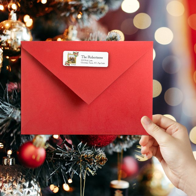 Etiqueta Feriado Personalizado Floral feliz e Brilhante (Criador carregado)