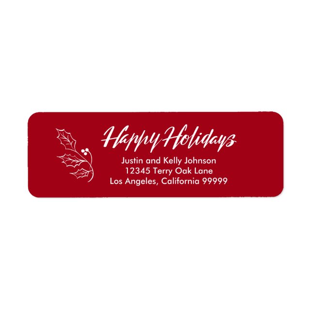 Etiqueta Feriados Felizes Endereço de devolução de caligraf (Frente)