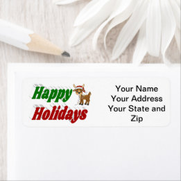 Etiqueta Feriados Felizes, Reindeer, tipografia de Natal