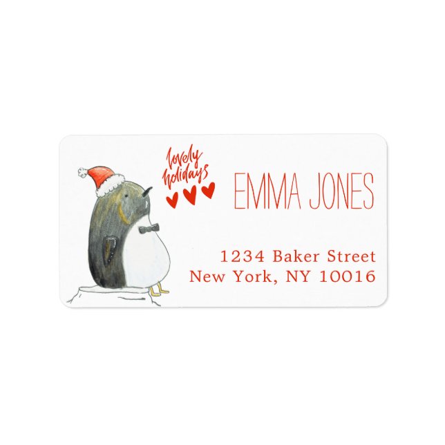 Etiqueta Férias adoráveis | Pinguim cômodo (Frente)