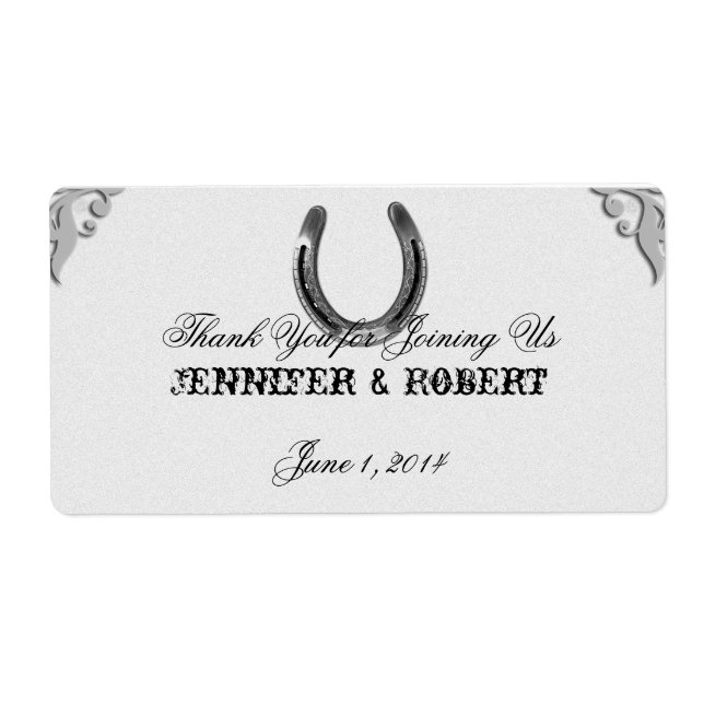 Etiqueta Ferradura prateada no rótulo do frasco de água bra (Frente)