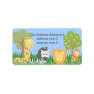 Etiqueta Festa de Aniversário com Tema de Animais Fofos da