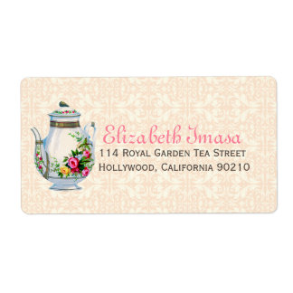 Etiqueta Festa de chá francesa, cor-de-rosa,