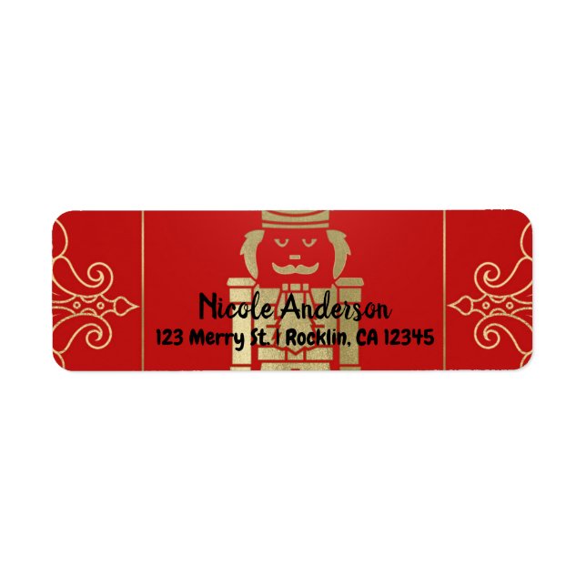 Etiqueta Festa de Férias do Invólucro Vermelho e Dourado El (Frente)