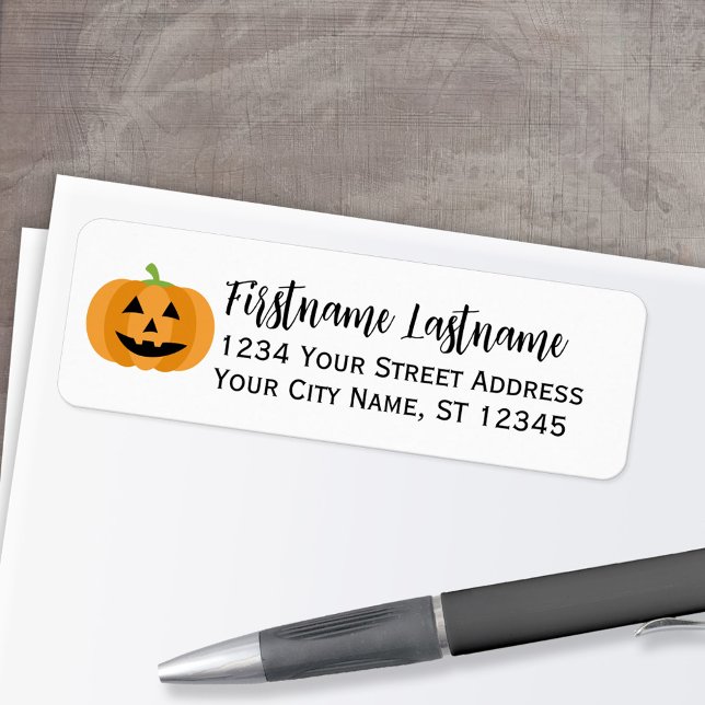Etiqueta Festa de Halloween - Endereço de devolução de abób (Personalized Return Address Label)