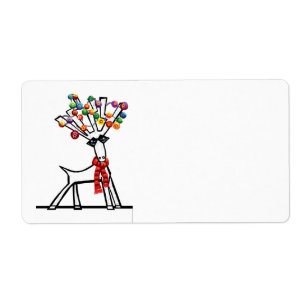 Etiqueta festa de natal ilumina rena