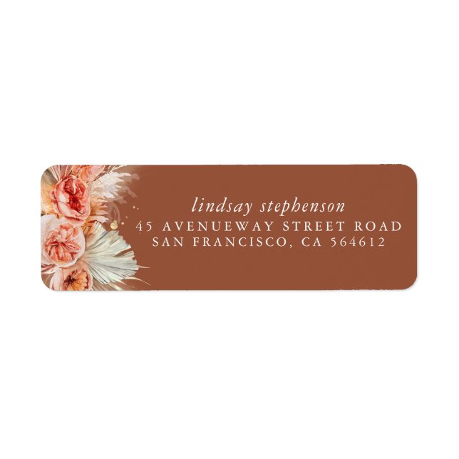 Etiqueta Festa de outono de flores de terracota enferrujada (Frente)