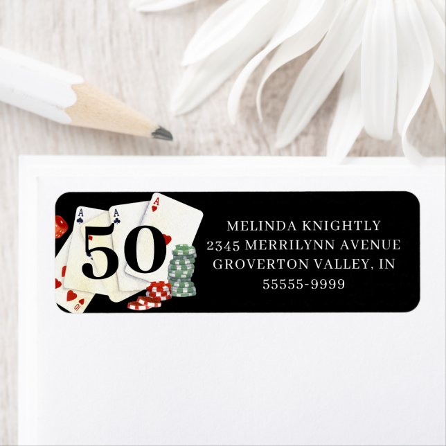 Etiqueta Festa de Poker do Casino Birthday (Insitu)