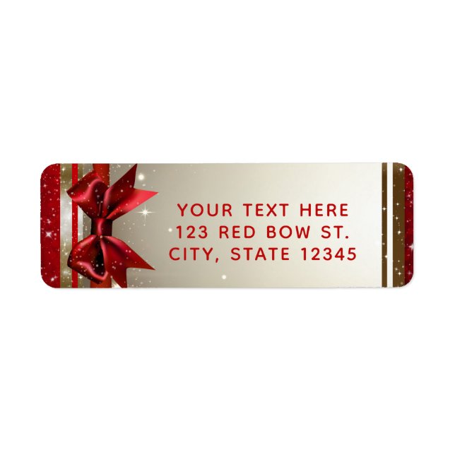 Etiqueta Festa Elegante de Feriado de Glam do Arco Vermelho (Frente)